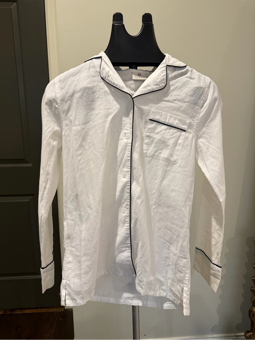 AG Adriano Goldschmied White Contrast Piping Button Down Shirt XS NWT